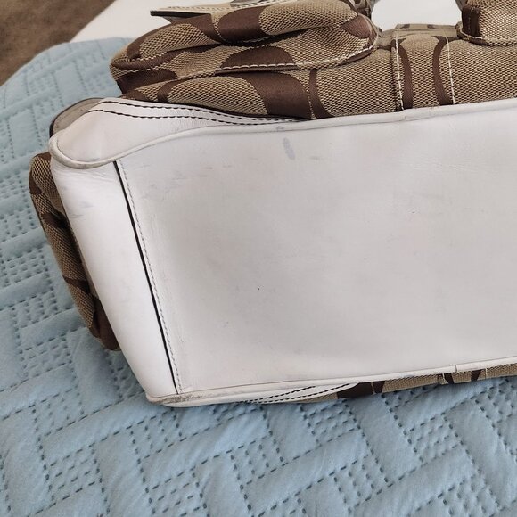 Vintage Coach handbag off white, brown/tauoe - Picture 7 of 13